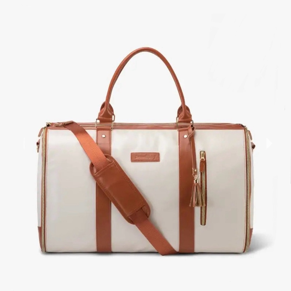 JenniBag 1.0 classic Jenni Travel Bag in cream & tan faux leather